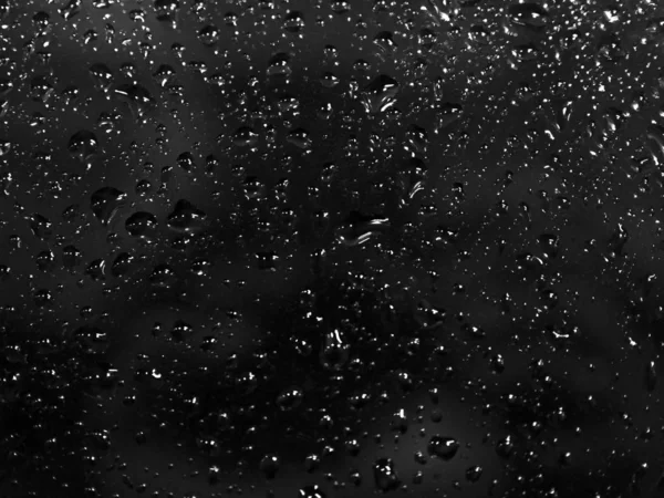 Gotas Blanco Negro Sobre Vidrio Sobre Fondo Negro — Foto de Stock