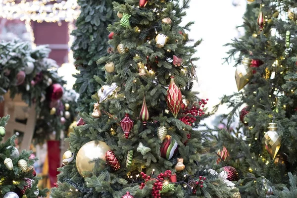 Juguete Decorado Fondo Luz Bombilla Árbol Navidad —  Fotos de Stock