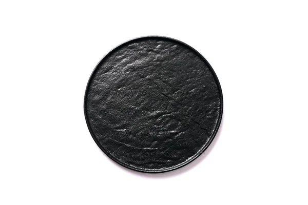 Czarny piątek. Czarna okrągła płyta na białym tle — Zdjęcie stockowe