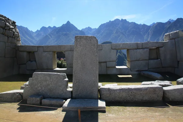 Inca Πόλη Του Macchu Picchu Περού Ναός Των Τριών Παραθύρων — Φωτογραφία Αρχείου