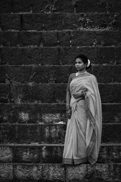 Maharshtrian saree look — Stock fotografie