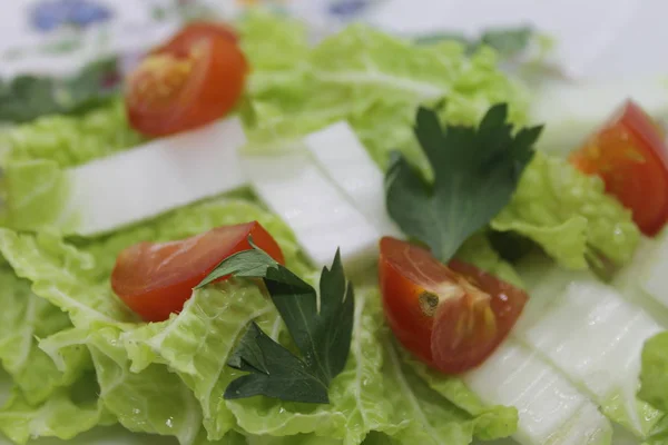 Sağlıklı yemek için taze domates ve marul..