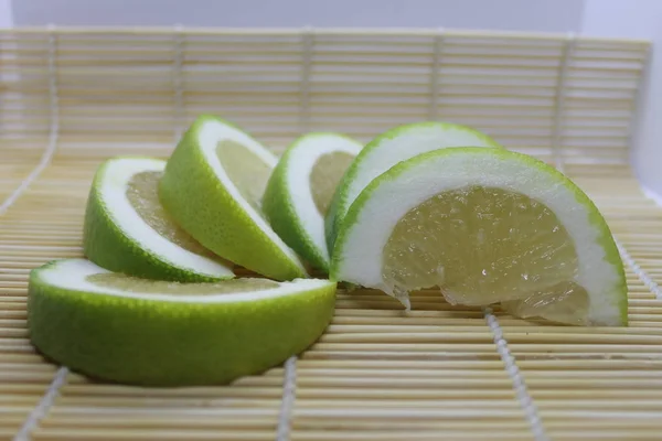 Slices Citrus Sweetie Bamboo Napkin — Stock Photo, Image