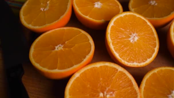 Orange Fresh Recipe Sliced Oranges Sideways Movement — 图库视频影像