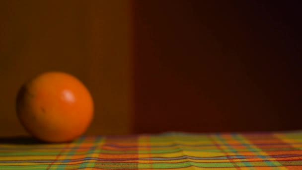 Orange Fresh Recipe Hand Puts Glass Orange Juice Table — 비디오