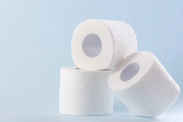 White Toilet Paper Rolls Blue Background Hygiene Concept — Stock Photo, Image