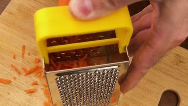 Hand Rubbing Carrot Grater Reverse Side Grater — Stock Video