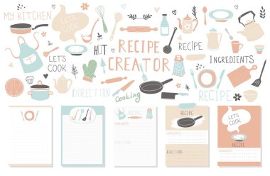 Kitabı için Modern tarifi kart şablonu. Menü Creator vektör çizim