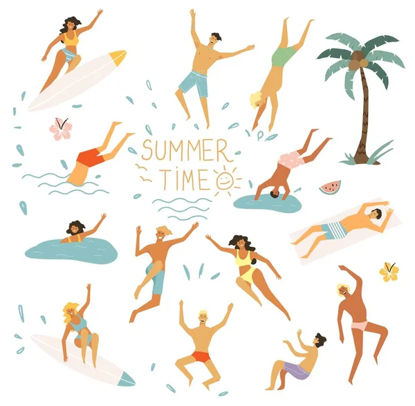 Şirin vektör yaz simgeleri kümesi