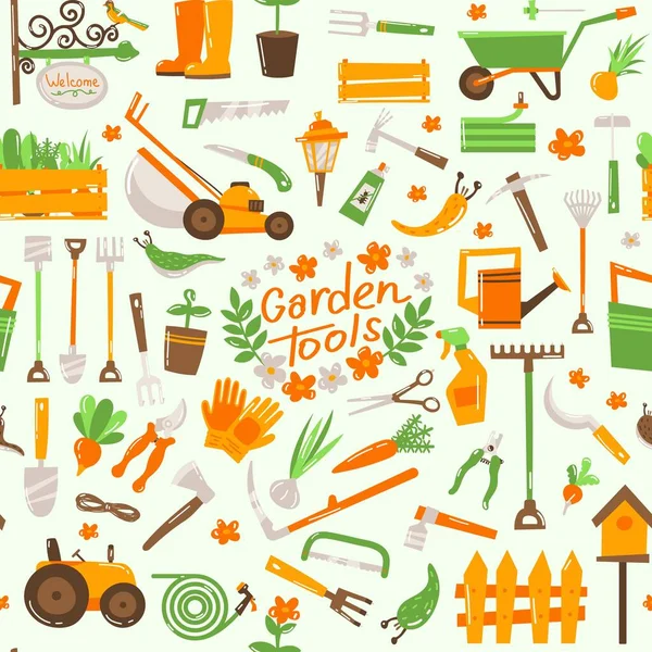 Büyük bahçe ikonları seti ve tasarım elementleri. Bahçe araçları ve dekor koleksiyonu, beyaz arkaplan üzerinde izole kalıp.