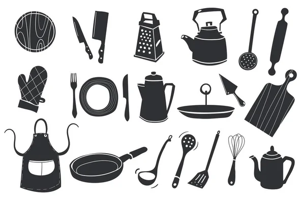 siyah ve beyaz siluet karalama vektör simgesi seti