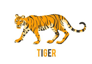 Red tiger. Vector isolated animal. clipart