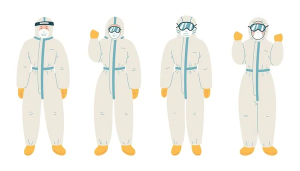 Koruyucu beyaz takım elbiseli adam. Biyolojik kirlenmeden korunma.