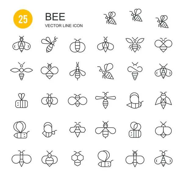 Conjunto de ícones de abelha e mel —  Vetores de Stock
