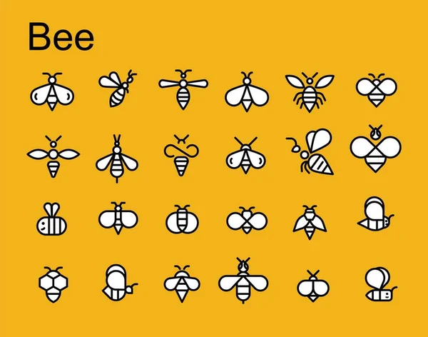 Conjunto de ícones de linha vetorial abelha e mel —  Vetores de Stock