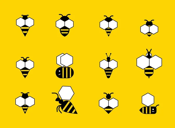 Bee and honey vector line icons set Vector Graphics