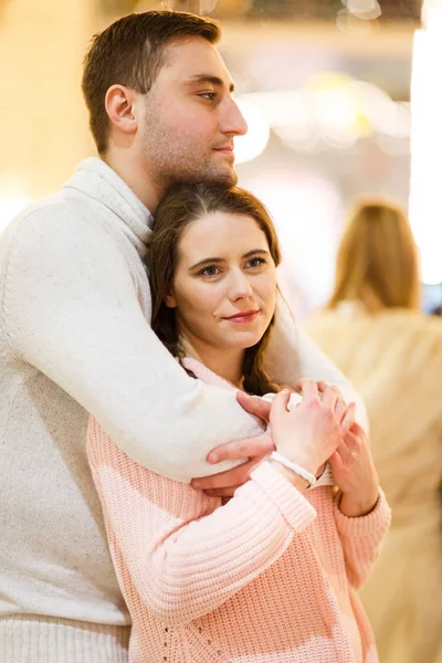 Lovers guy with girl cuddling — Stock Photo, Image