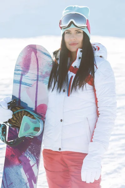 Nő, snowboard-fotó — Stock Fotó