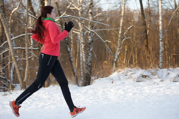 Barna egységes reggel futni a téli sport hátsó a kép — Stock Fotó