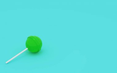 Lolipop yeşil renk. 3D render