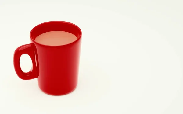 Чашка чая или кофе красного цвета. 3d-рендеринг — стоковое фото
