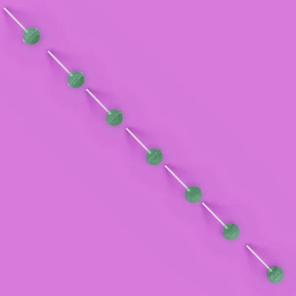 Lollipop Flat lay Minimal concept. Top view. 3d rendering — Stock Photo, Image