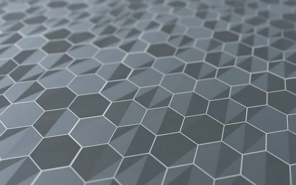 Abstrakte 3D-Oberfläche mit Sechsecken. — Stockfoto