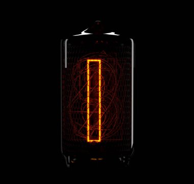 Nixie Tüp göstergesi. Retro sayısı bir. 3D render.