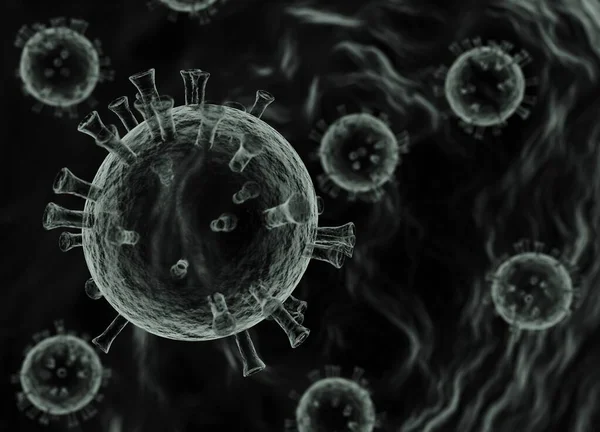 Μαύρη λευκή εικόνα του coronavirus σε κενό φόντο — Φωτογραφία Αρχείου