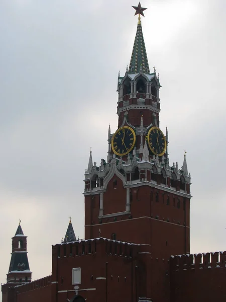 Tour Spasskaya Murs Kremlin Dans Ville Moscou — Photo