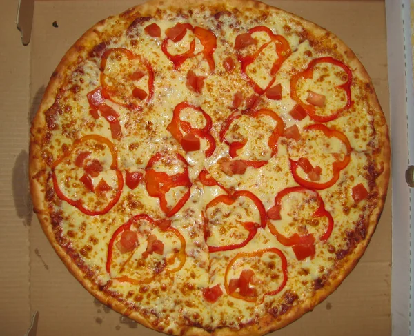 Pizza Carne Una Scatola — Foto Stock