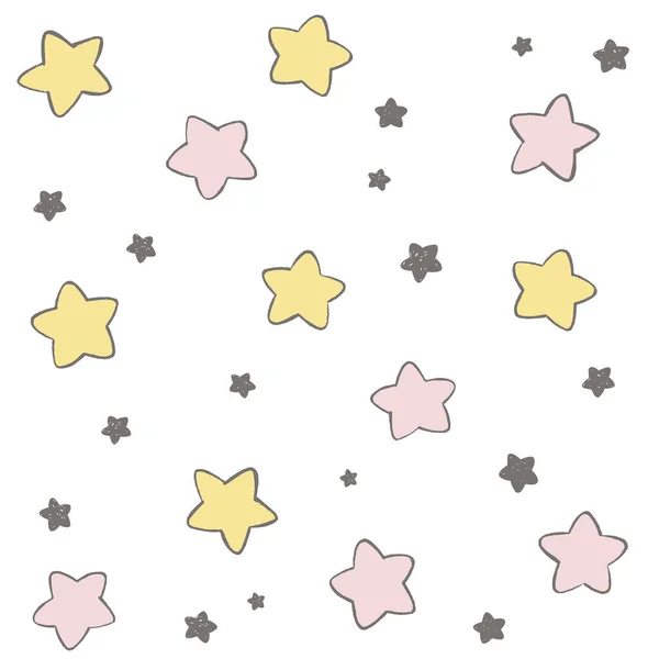 Sterne Vektormuster. handgezeichnete abstrakte niedliche nahtlose Hintergrund. — Stockvektor