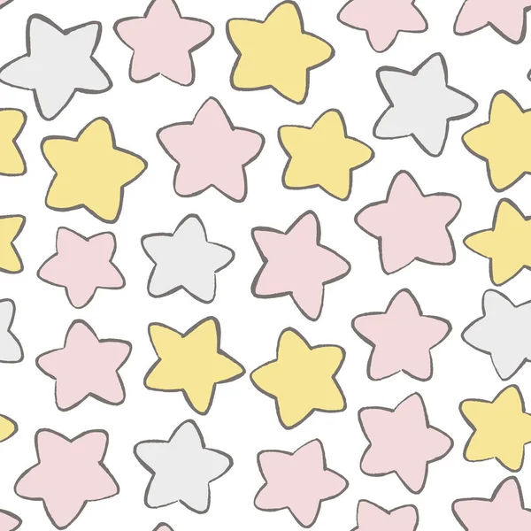 Patrón vectorial estrellas. mano dibujado abstracto lindo fondo sin costura . — Vector de stock