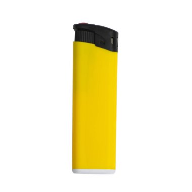 Beyaz arkaplanda sarı gaz çakmağı