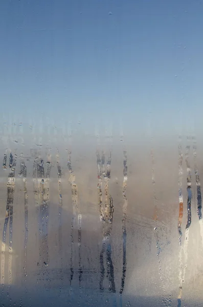 Fenêtre brouillée en hiver — Photo