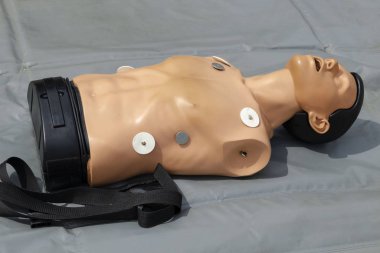 İlk Yardım - Profesyonel Doktor ve Eğitmen tarafından Manikin 'de Göğüs Sıkıştırma Eğitimi - Acil Durum Çalışması