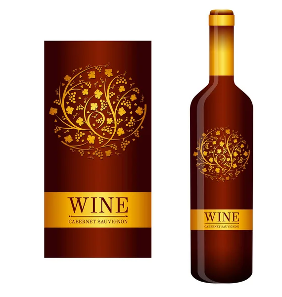 Vector wine label with floral ornaments — Stock Vector