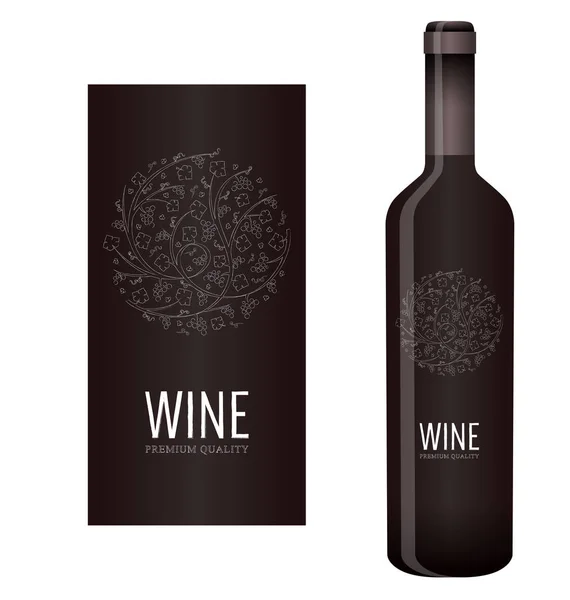Rótulo de vinho vetorial com giz ornamento floral — Vetor de Stock