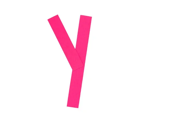 빨간 종이의 일부로부터 Y 라는 글자를 쓴다 — 스톡 사진