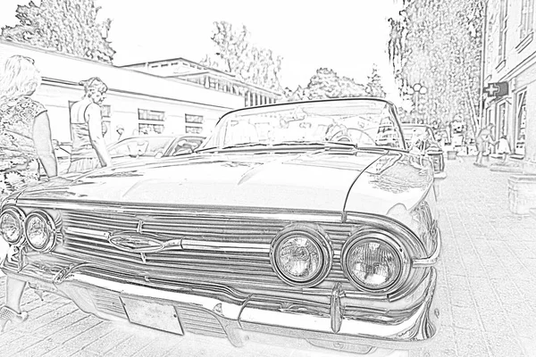Vintage car. Retro car. Classic car. Illustration. — Stock Photo, Image