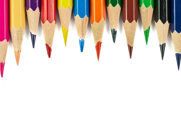 Colored pencils background. Color pencils on white background. Isolated Royalty Free Stock Images