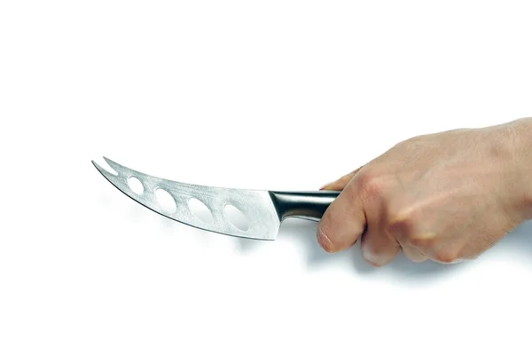 Cuchillo con mango de madera aislado sobre fondo blanco . — Foto de Stock