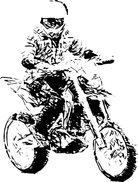 一个骑脚踏车的男人黑白素描 — 图库照片