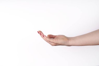 Boş el beyaz arkaplanda izole edildi.