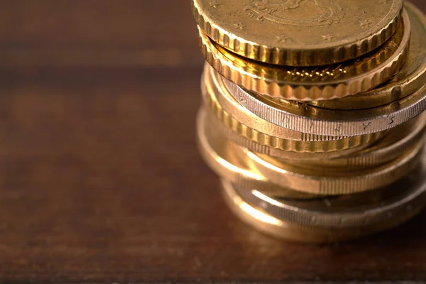 Euro Münzen Unterschiedlichen Positionen Übereinander Gestapelt — Stockfoto