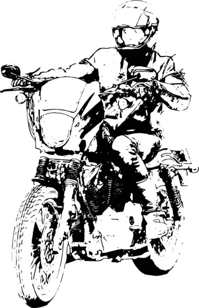 Hombre Moto Helicóptero Bosquejo Blanco Negro — Foto de Stock