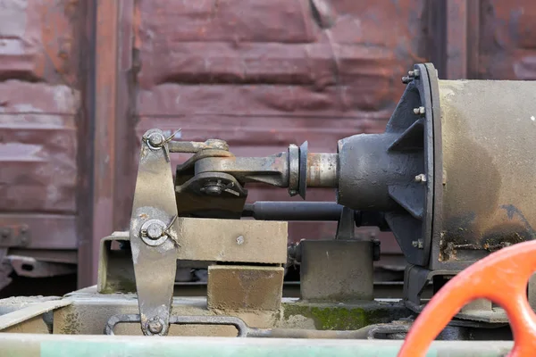 Fondo Industriale Azionatore Idraulico Del Freno Della Locomotiva Vicino — Foto Stock