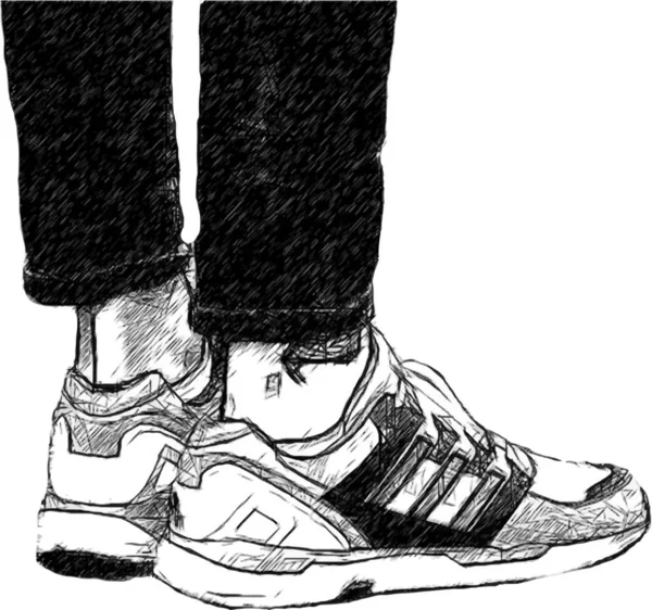 Пара Вінтажних Спортивних Взуття Худих Джинсів — стокове фото
