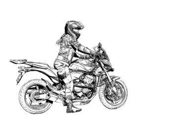 Motosiklet sürerken. Motosiklet turunda boş bir yolda araba kullanırken eğleniyorum..