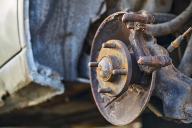 wheel hub on disassembled car.